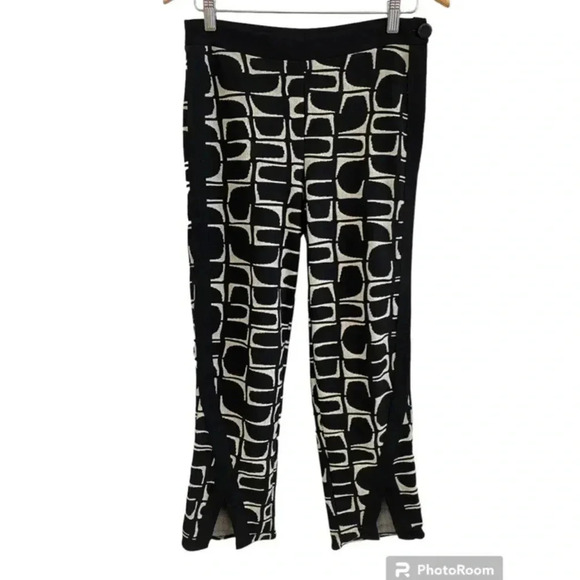 Ozai N Ku Black White Geometric Cropped Pants - Picture 1 of 8